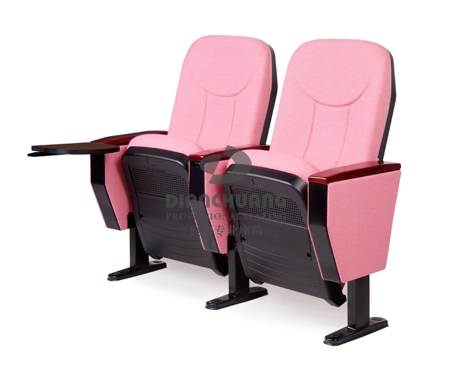 粉红色双排带写字板礼堂椅-DC4033